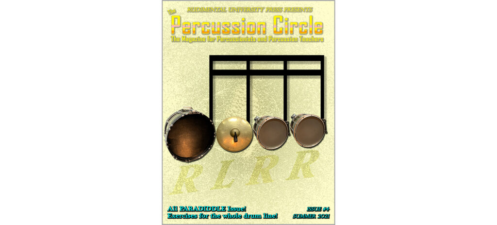 image of The Percussion Circle #4; a paradiddle is created with a bass drum, cymbal, and two snare drums